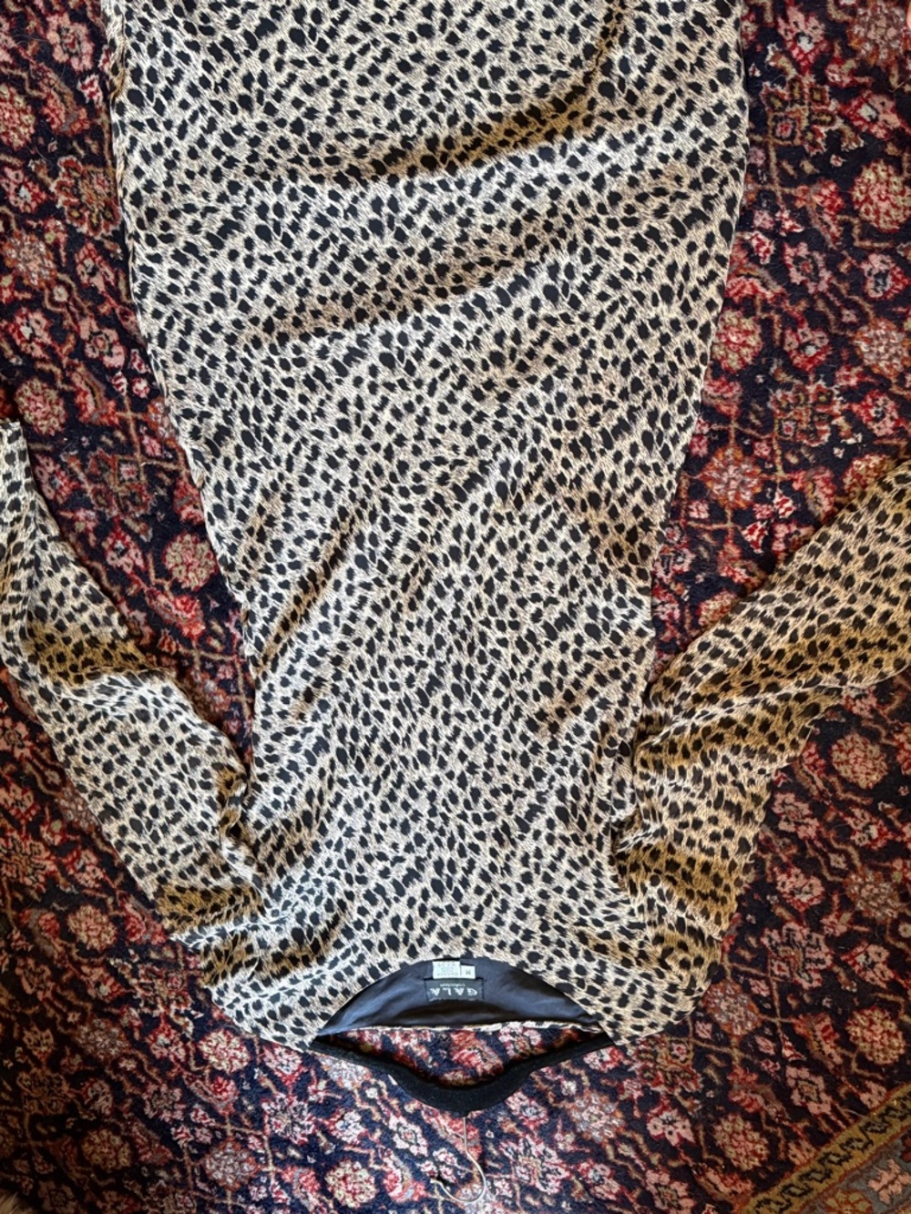 GALA Collection Silk Maxi Dress with Leopard Print - Picture 4 of 6